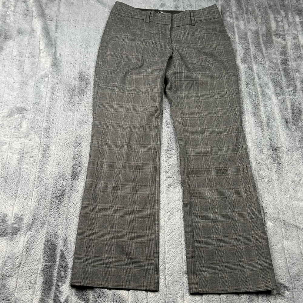 Ann Taylor Loft Petites Marisa Trouser Gray Plaid Pants 2P Straight Leg Office
